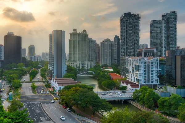 Singapur Şehir Manzarası Robertson Quay Singapur Nehri Boyunca — Stok fotoğraf