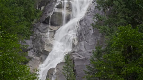 Ultra Film Shannon Falls British Columbia Kanada Närbild Och Utzoomning — Stockvideo