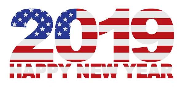 2019 Usa Números Bandera Americana Esquema Aislado Sobre Fondo Blanco — Archivo Imágenes Vectoriales