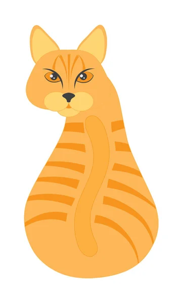 Orange Gestromte Katze Sitzend Rückblickend Farbvektor Illustration — Stockvektor