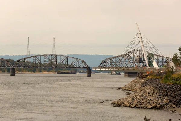 Swing Steel Bridge Trains Port Vancouver Washington States Usa — Stock Photo, Image