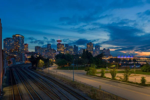 Vancouver Britisch Columbia Canada Downtown City Skyline Von Bahngleisen Während — Stockfoto