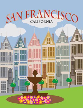 San Francisco Ca boyalı bayanlar Poster vektör çizim