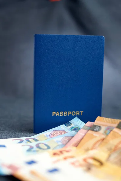 Pasaporte Blanco Azul Oscuro Con Espacio Copia Aislado Sobre Fondo — Foto de Stock