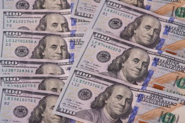 Dünya Finans sisteminin bir öğe olarak Amerikan kağıt yüz dolarlık fatura yığını