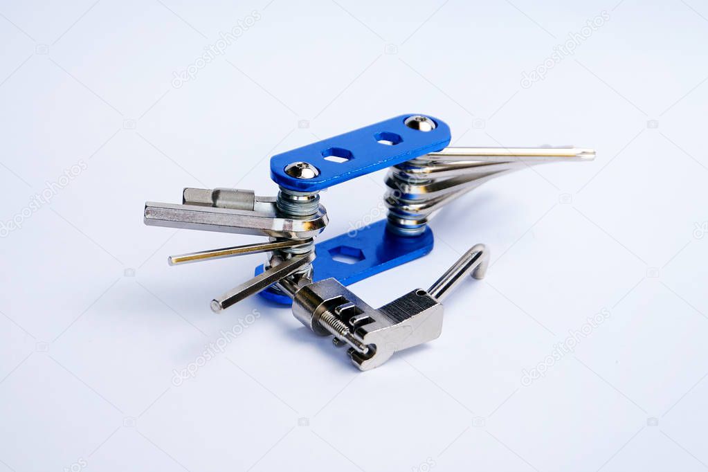 Used multi-tool for bicycle on a white background
