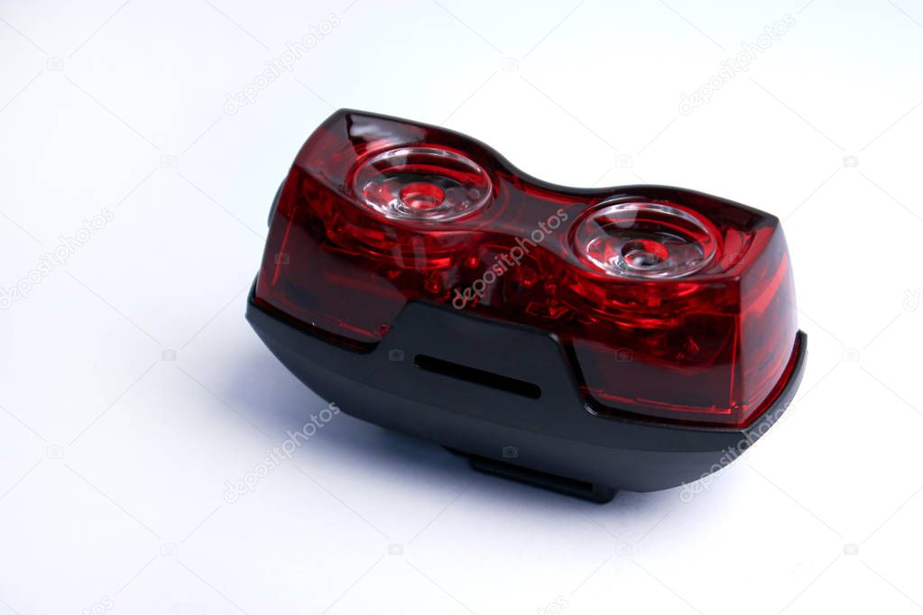 Safety lights for the bicycle on a white background