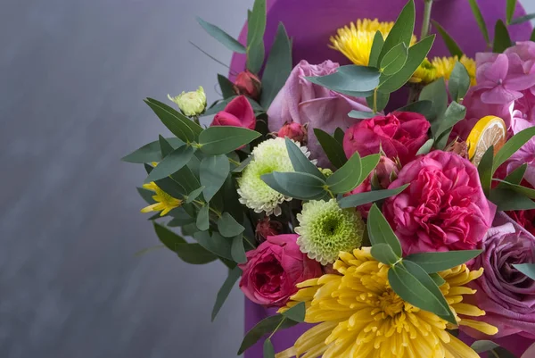 Kwiaty Liliowe Kwiaty Hortensji Róże Santini Aster — Zdjęcie stockowe