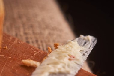 Tereyağlı ekmek knufe. kopya alanı. Sabah kahvaltı