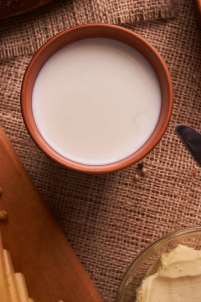 Органические Молочные Продукты Молоко Сыр Яйца Хлеб — стоковое фото