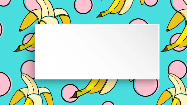 Fundo de banana com pontos de arte pop nos anos 80, estilo dos anos 90. Verão tr — Vetor de Stock