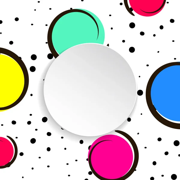 Pop art πολύχρωμα κομφετί φόντο. Μεγάλα, χρωματιστά σημεία και circ — Διανυσματικό Αρχείο