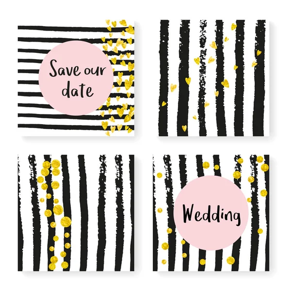 Çizgili düğün simleri konfetisi, davetiye seti