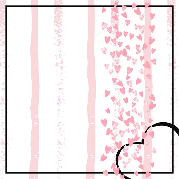 Свадебные Блестки Конфетти Сердечками Розовых Полосах Падающие Блестки Блестками Блестками — стоковый вектор