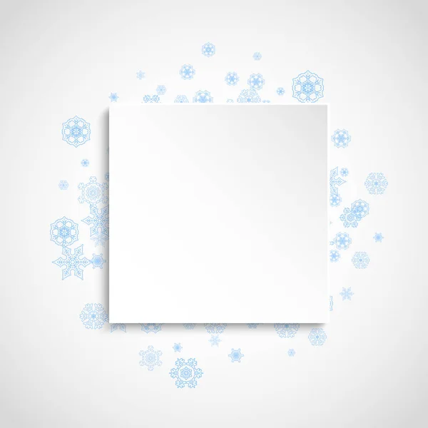 Quadro de flocos de neve no fundo do papel branco — Vetor de Stock