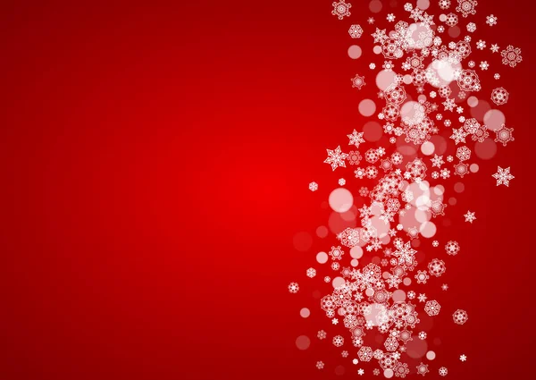 Flocons de neige de Noël sur fond rouge — Image vectorielle