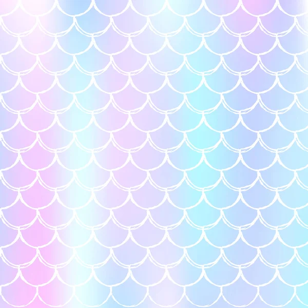 Holographic mermaid background with gradient scales. — Stock Vector
