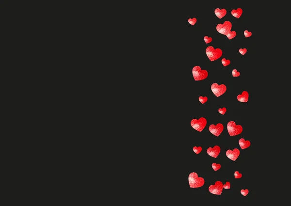 Fundo da moldura do coração com corações de brilho dourado. Dia dos Namorados. Vector confetti. Textura desenhada à mão . —  Vetores de Stock