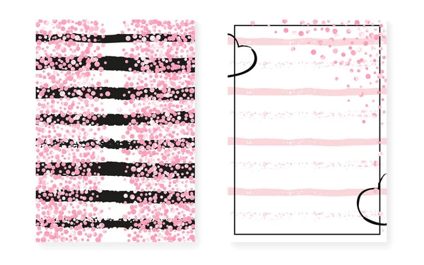Lunares rosados con lentejuelas. Boda y ducha nupcial invitaciones — Archivo Imágenes Vectoriales