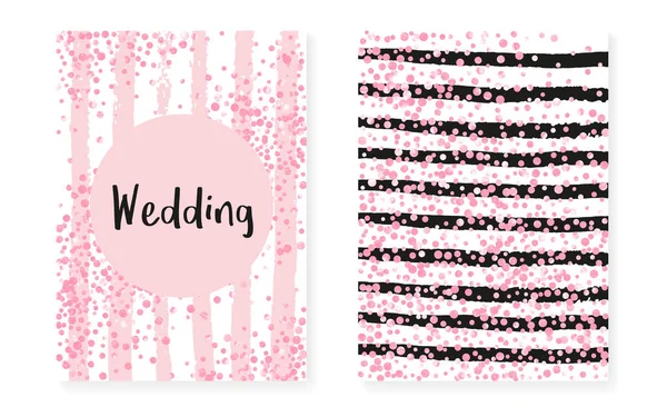 Hochzeitsset mit Punkten und Pailletten. Brautdusche Einladungskarte — Stockvektor