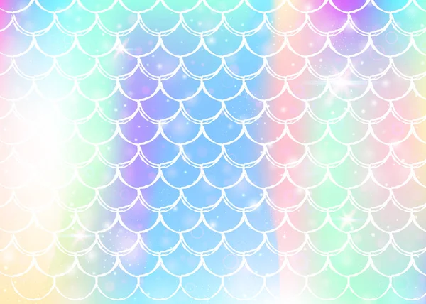Kawaii γοργόνα φόντο με πριγκίπισσα μοτίβο κλίμακες ουράνιο τόξο. — Διανυσματικό Αρχείο