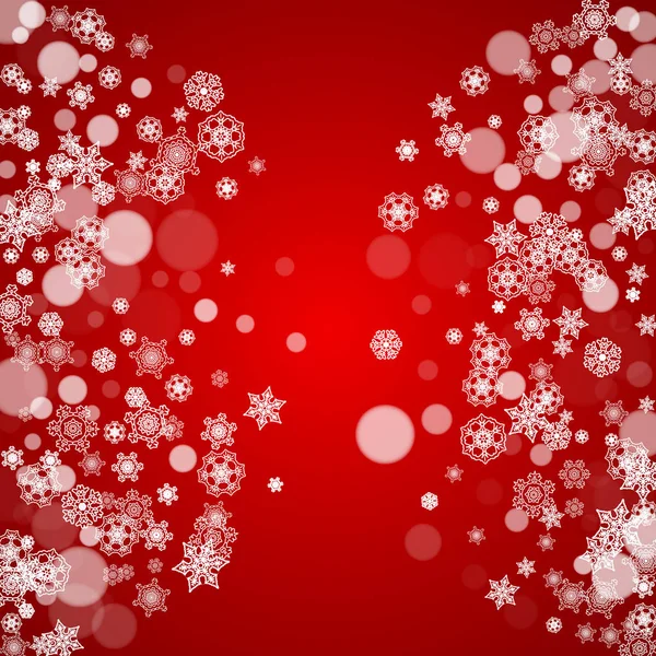Kerst sneeuwvlokken op rode achtergrond — Stockvector
