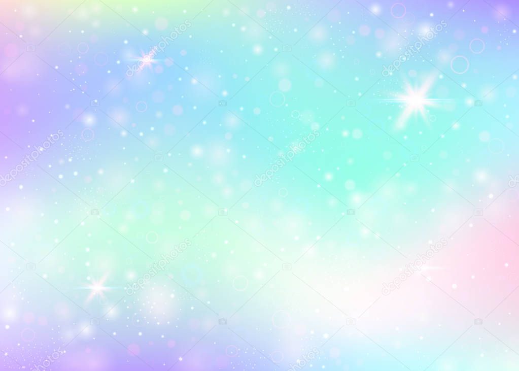 Unicorn background with rainbow mesh.