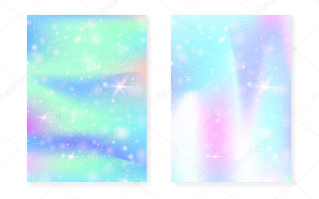 Unicorn background with kawaii magic gradient. Princess rainbow 
