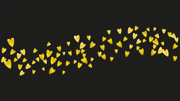 Fondo de marco de corazón con corazones de brillo de oro. Día de San Valentín. Vector confeti. Textura dibujada a mano . — Vector de stock