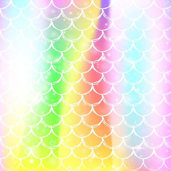 Kawaii mermaid background with princess rainbow scales pattern. — Stock Vector