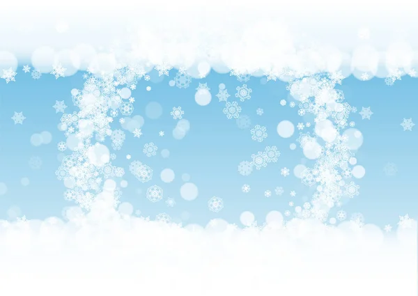 Bordure de neige avec flocons de neige blancs — Image vectorielle