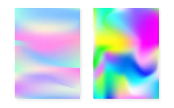 Hologramm-Farbverlauf Hintergrund Set mit holographischem Cover. — Stockvektor