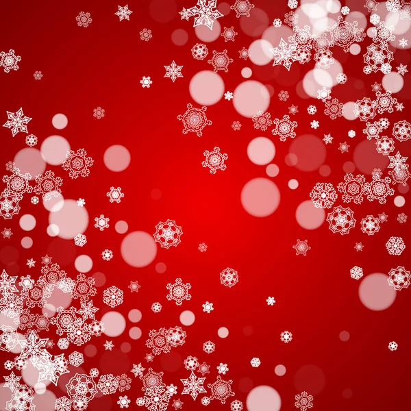 Weihnachten Schneeflocken auf rotem Hintergrund — Stockvektor
