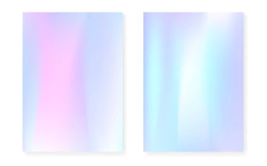 Hologram gradient background set with holographic cover. clipart