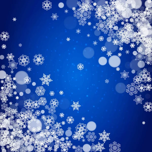 Los copos de nieve de Año Nuevo sobre el fondo azul — Vector de stock