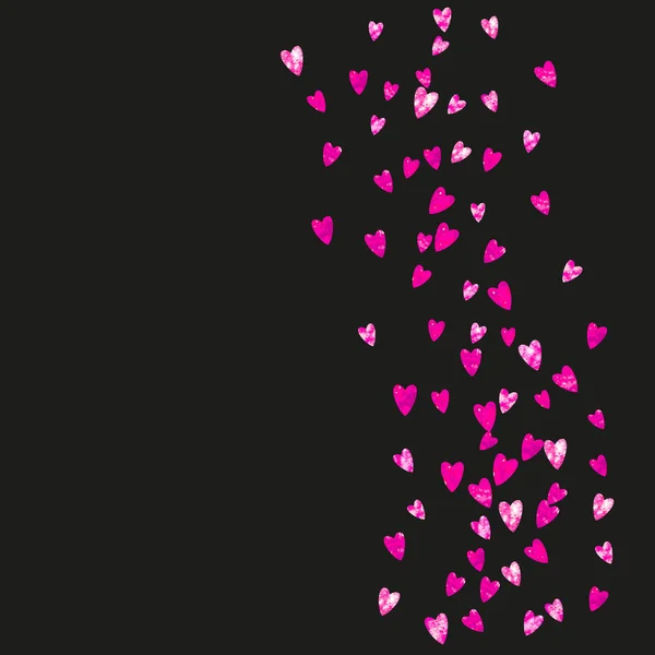 Фон рамы сердца с золотыми блестящими сердцами. День Святого Валентина. Векторные конфетти. Ручная текстура . — стоковый вектор
