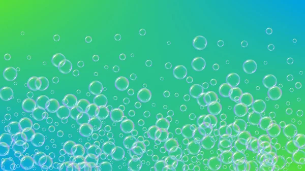 Fizz background with shampoo foam and soap bubbles. — Stock Vector