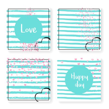 Çizgili düğün simleri konfetisi, davetiye seti