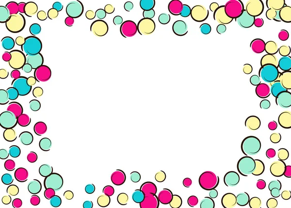 Pop art border with comic polka dot confetti. — Stock Vector