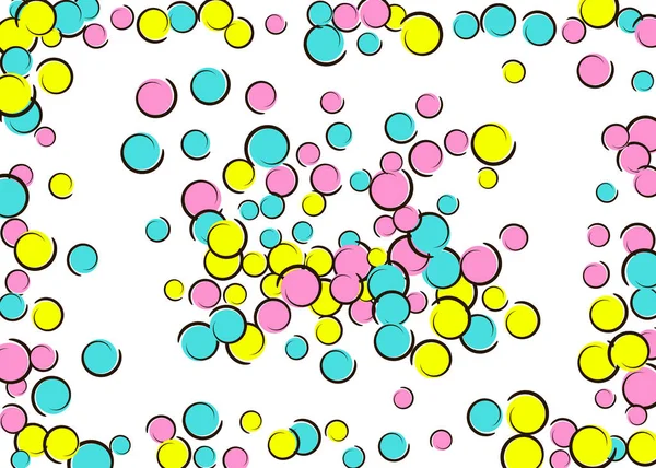 Pop-art hranice s puntíky komické konfety. — Stockový vektor