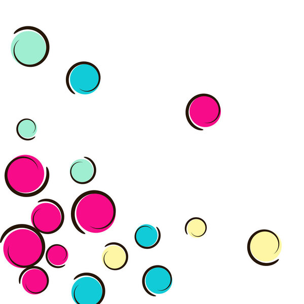 Pop art border with comic polka dot confetti.