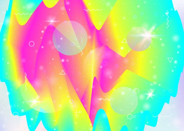 Levendige hellingen op regenboog achtergrond. Holografische dynamische vloeistof. Kosmoshologram. — Stockvector