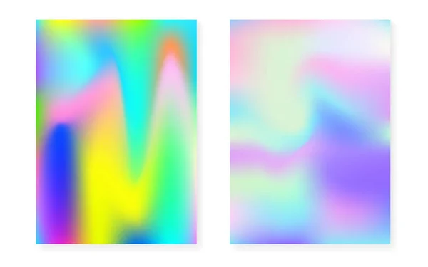 Conjunto de fondo de gradiente holográfico con cubierta holográfica. — Archivo Imágenes Vectoriales