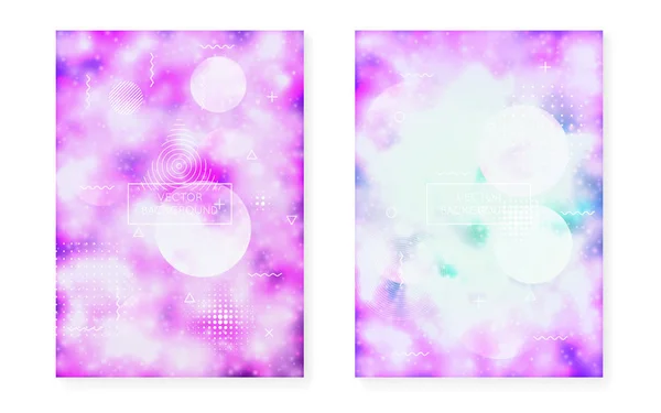 Couverture néon avec des formes pourpres liquides. Fluide lumineux. Fond fluorescent avec gradient bauhaus . — Image vectorielle