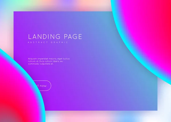 Landing page with liquid dynamic elements and fluid shapes. — Stock Vector