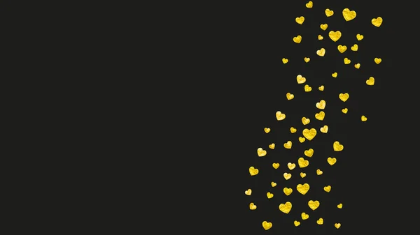 Valentinshintergrund mit goldglitzernden Herzen. 14. Februar. — Stockvektor