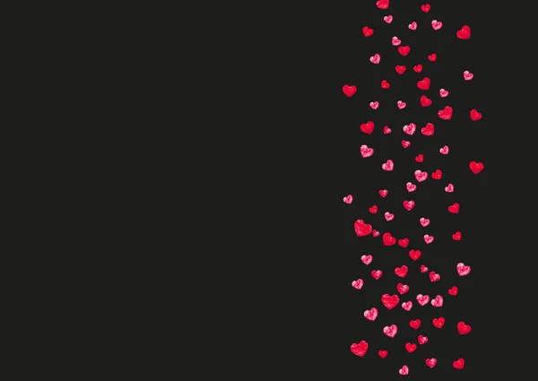 Валентинний фон з рожевими блискучими серцями. 14 лютого. Векторне конфетті для шаблону тла валентинки. Грандж текстури намальованої рукою . — стоковий вектор
