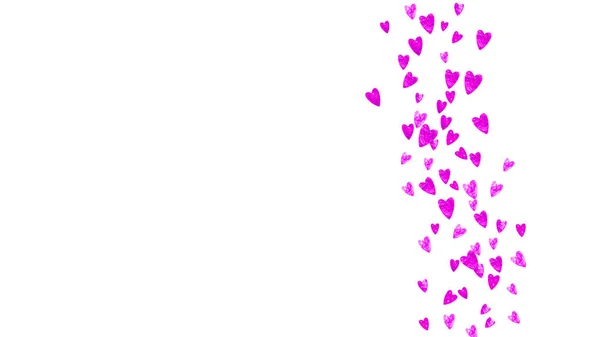 Valentinstag Hintergrund mit rosa Glitzerherzen. 14. Februar. — Stockvektor