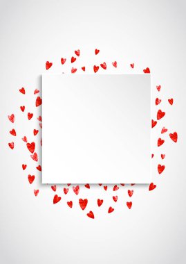 Sevgililer çerçeve altın glitter kalpler ile kağıt. Şubat 14 gün. Sevgililer günü kağıt çerçevesi için vektör konfeti.