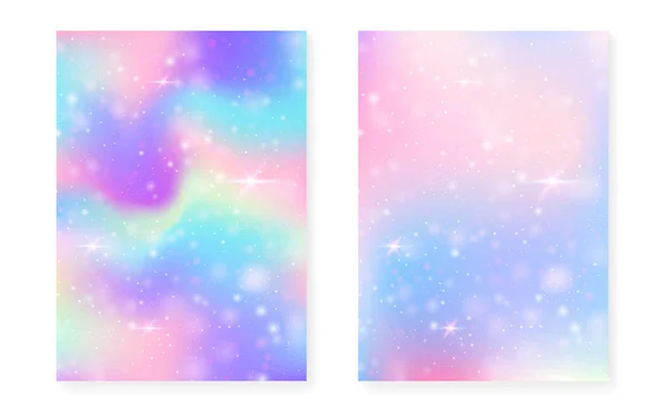 かわいい虹のグラデーションのプリンセスの背景。マジックユニコーンホログラム. — ストックベクタ